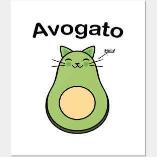 Womens Avogato Funny T Shirt Avocado Cat Cute Cat Face Novelty Tee Posters and Art